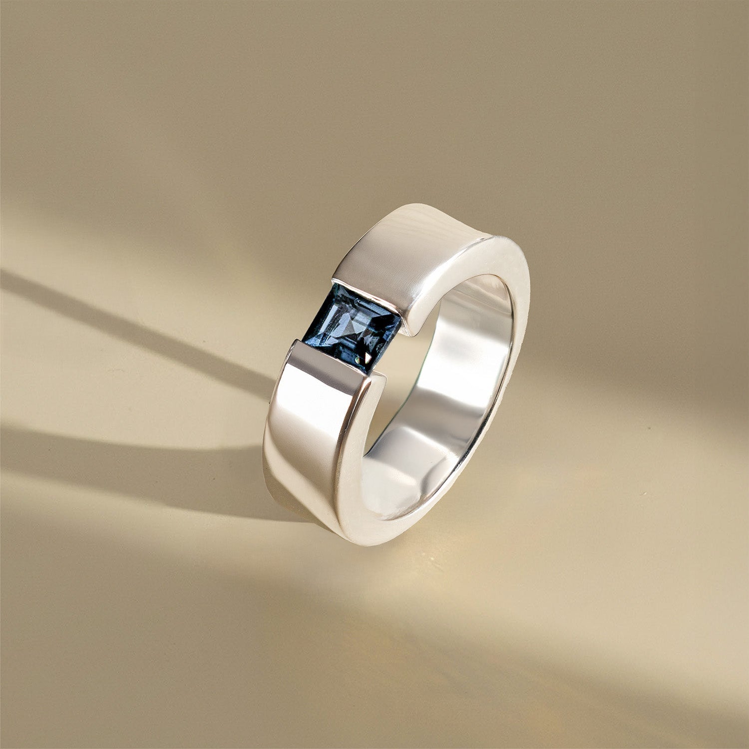 Pure 925 Silver Ring With Blue Topaz Gem Stone