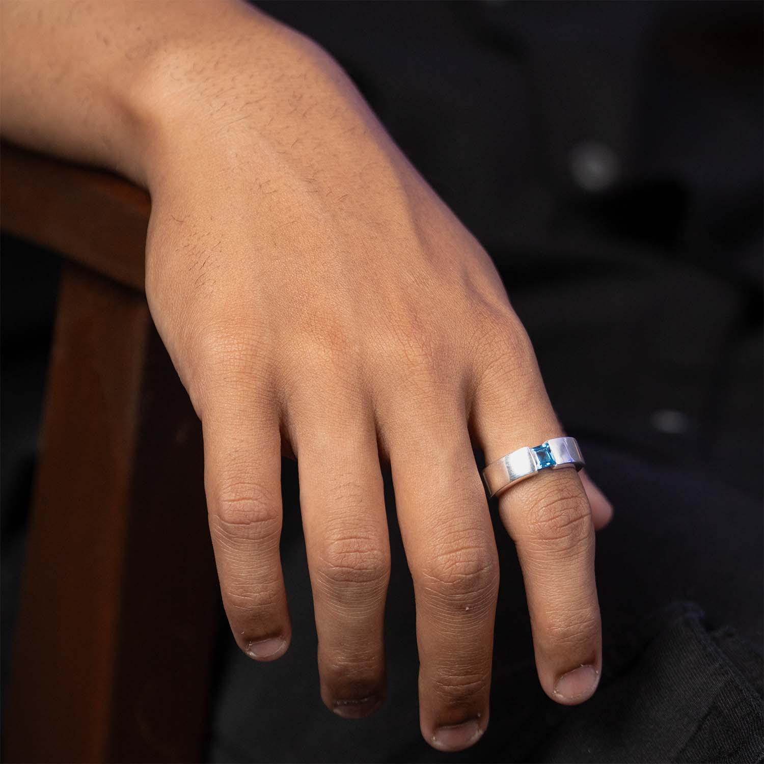 Pure 925 Silver Ring With Blue Topaz Gem Stone