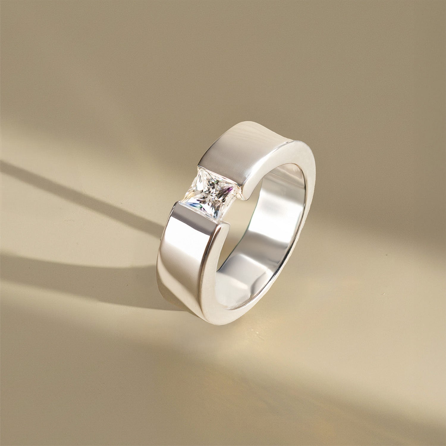 Pure 925 Silver Ring With Moissanite Gem Stone