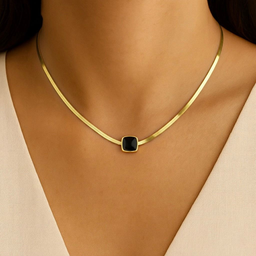 Black Coin Snake Chain Necklace