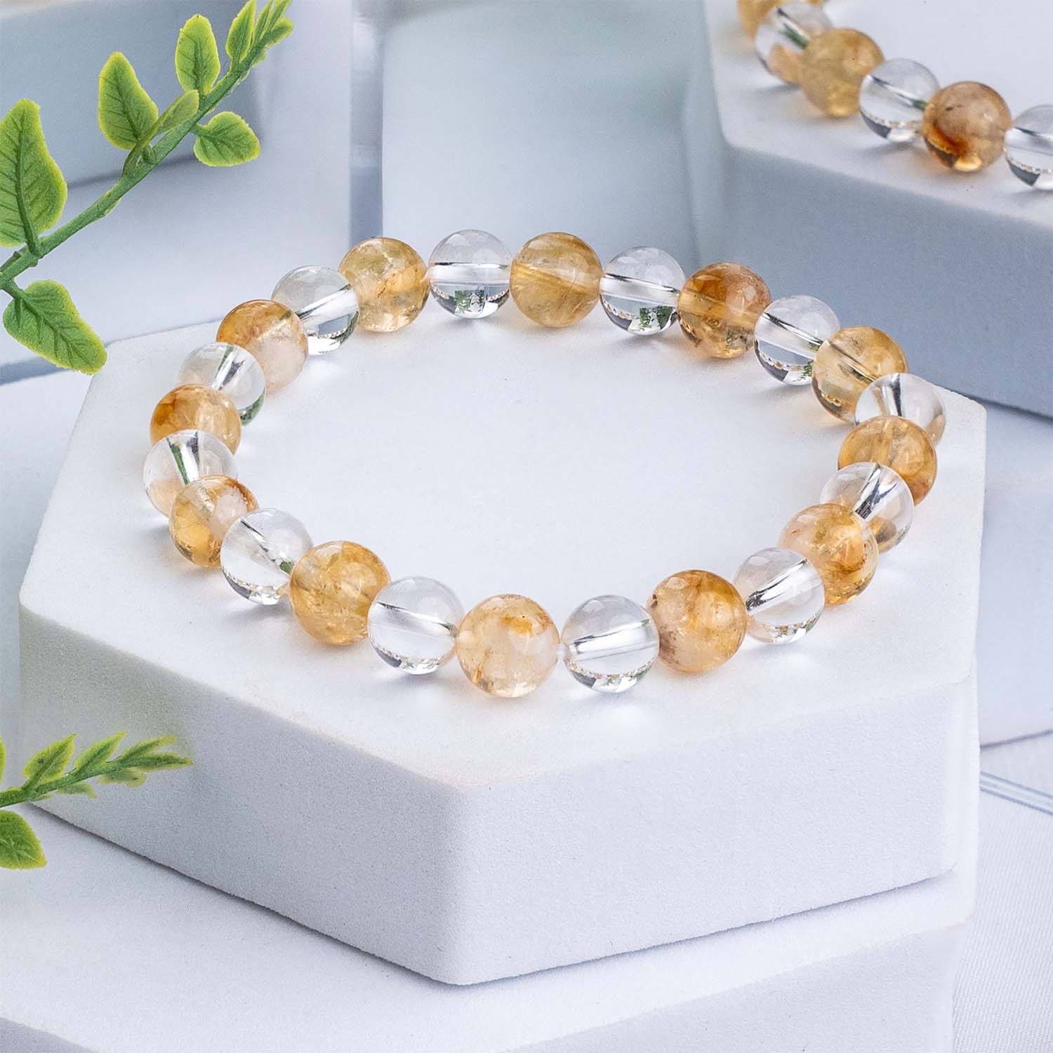 Abundance Citrine and Clear Quartz Natural Stone Bracelet