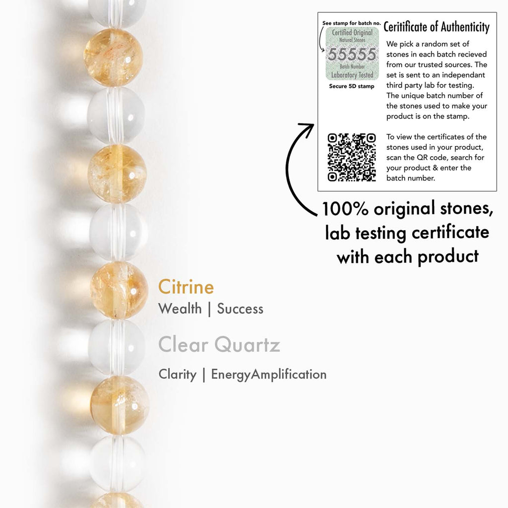 Abundance Citrine and Clear Quartz Natural Stone Bracelet