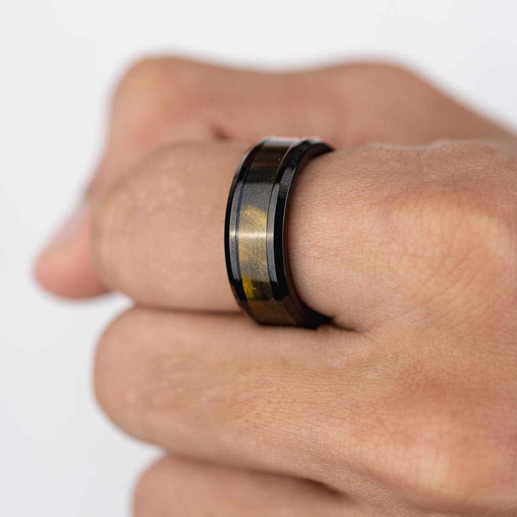 Black Antique Gold Inlay Ring