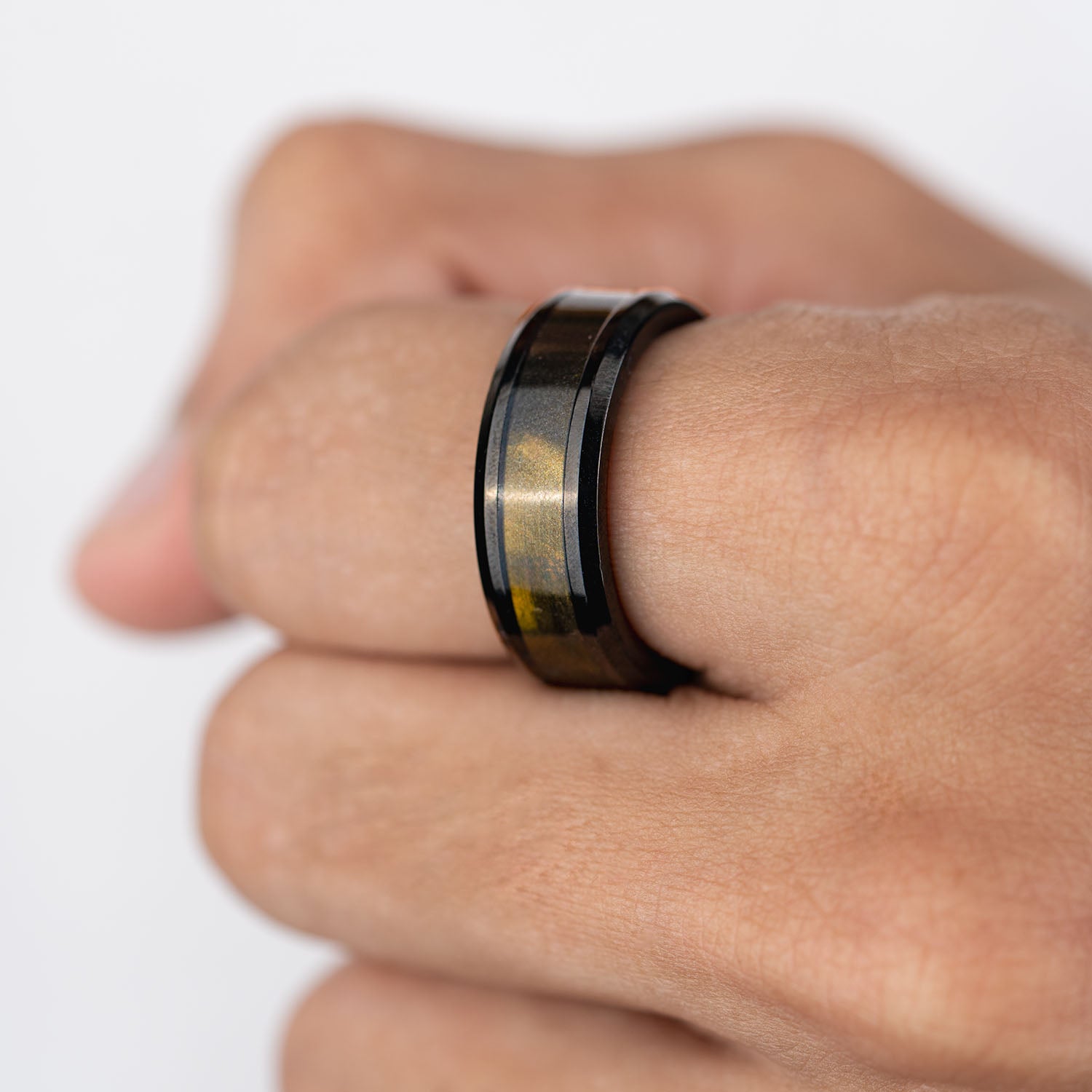 Black Antique Gold Inlay Ring