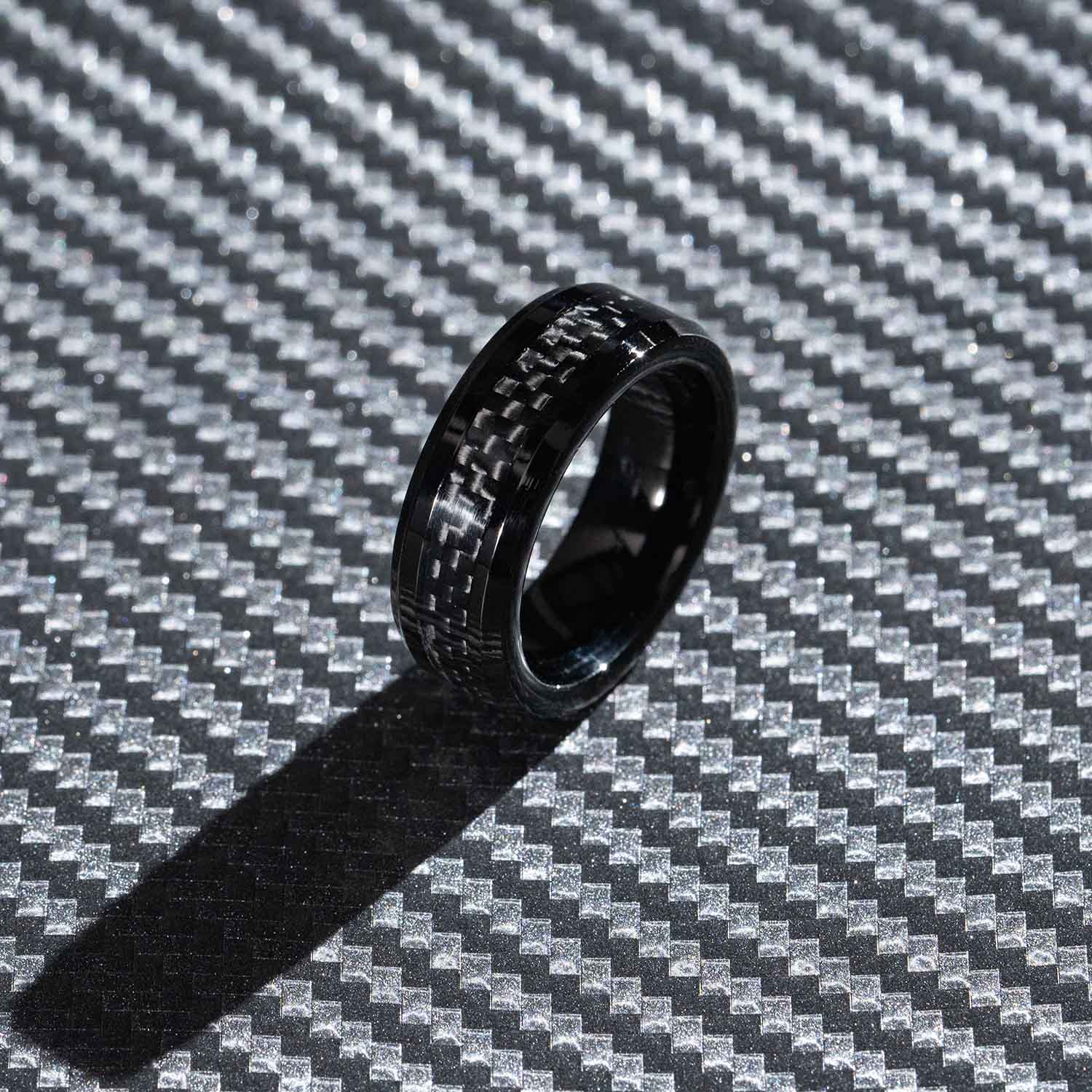 Black Carbon fiber Octane Ring