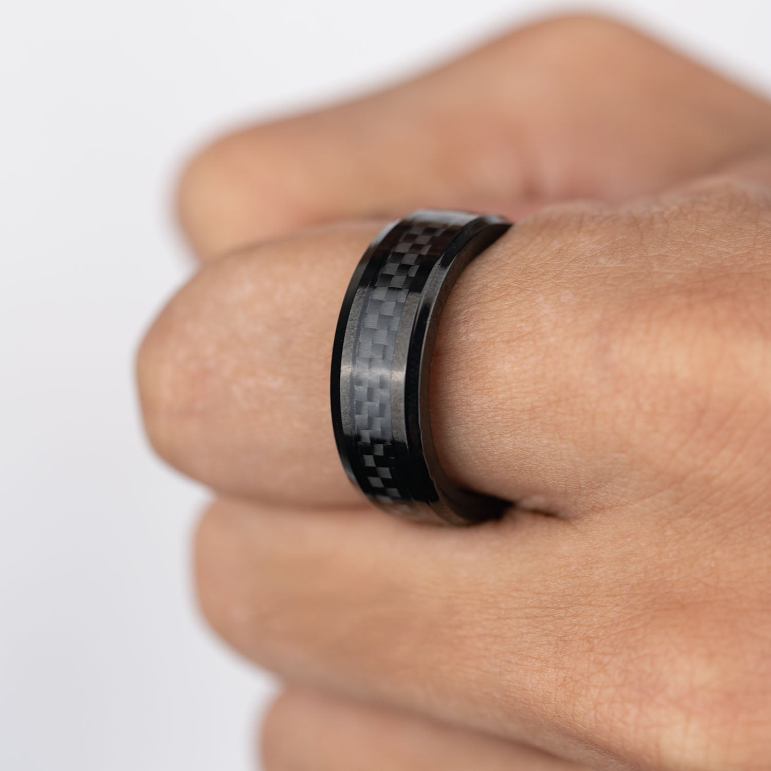 Black Carbon fiber Octane Ring