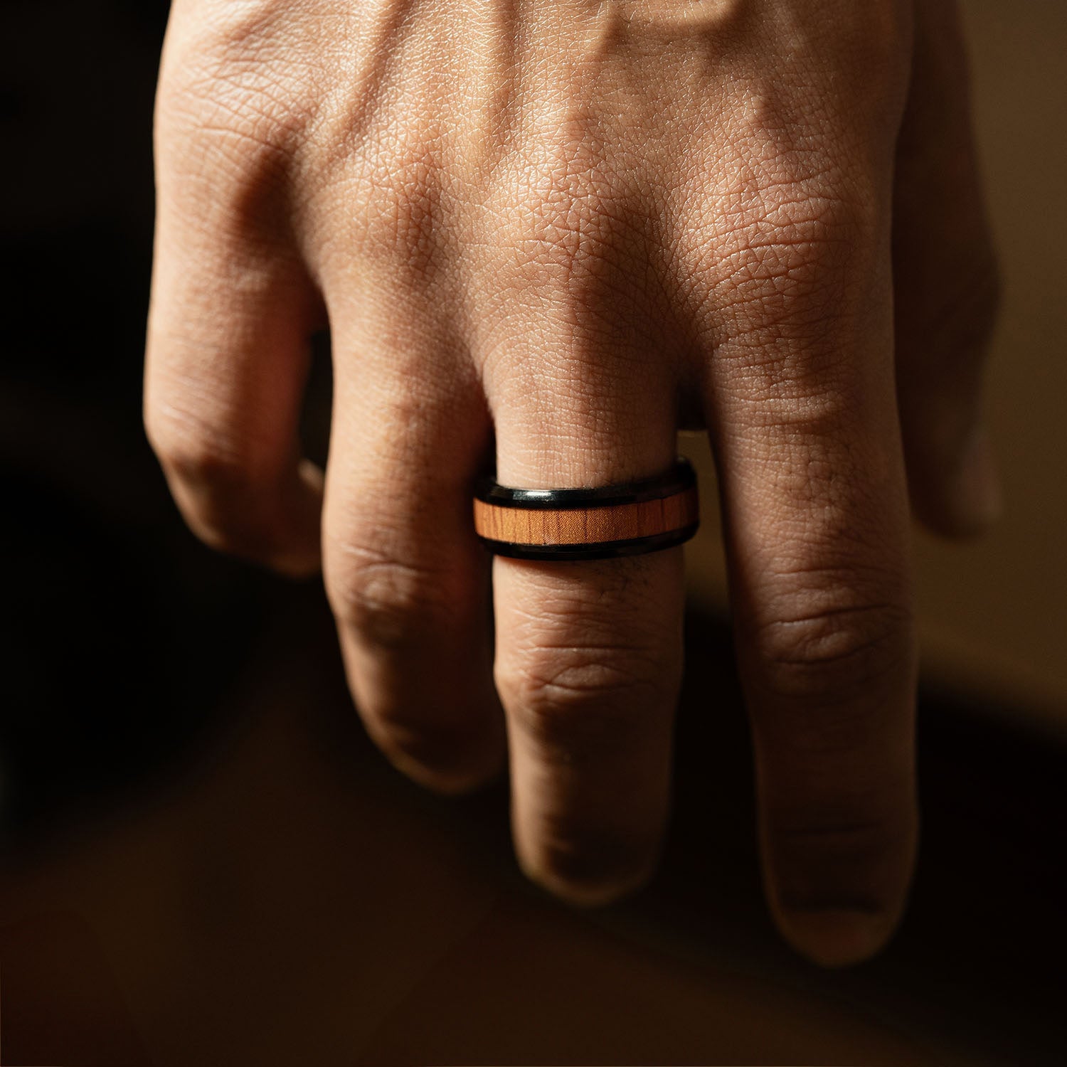 Cedar Wood Inlay Ring