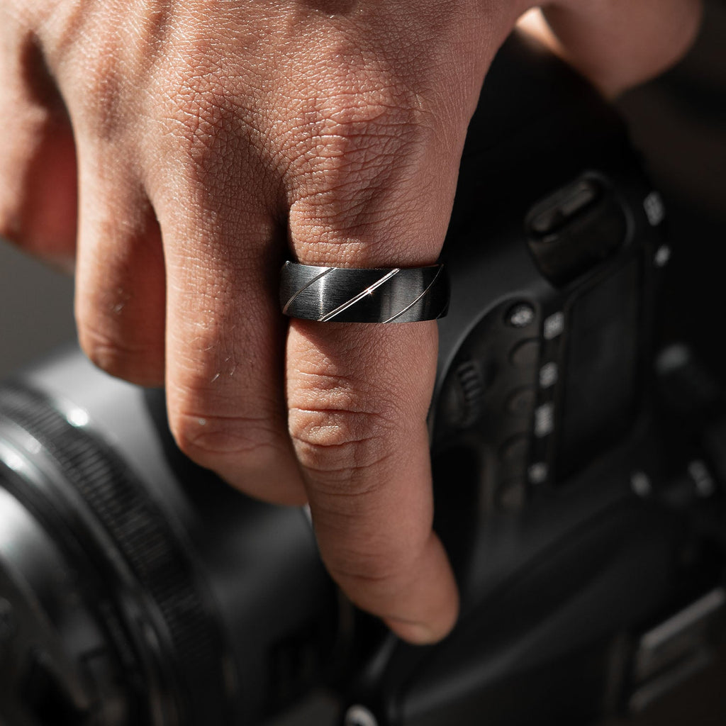 Black And Silver Spiral Ring