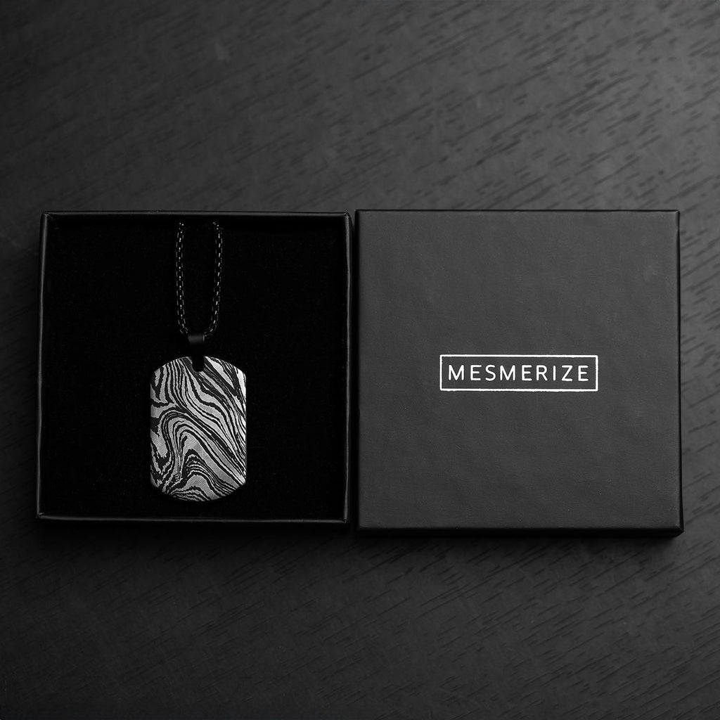 Damascus Steel Dog Tag Necklace