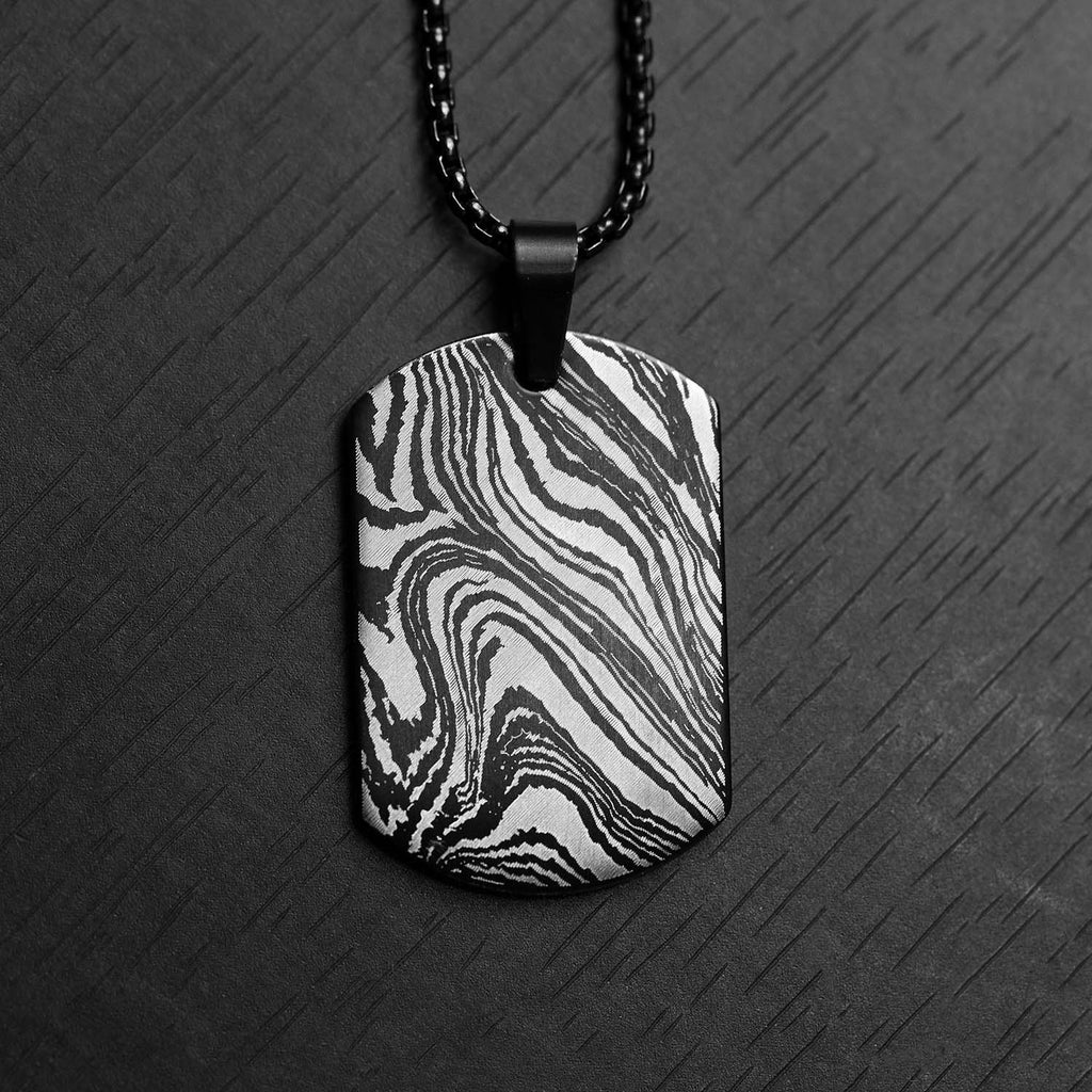 Damascus Steel Dog Tag Necklace