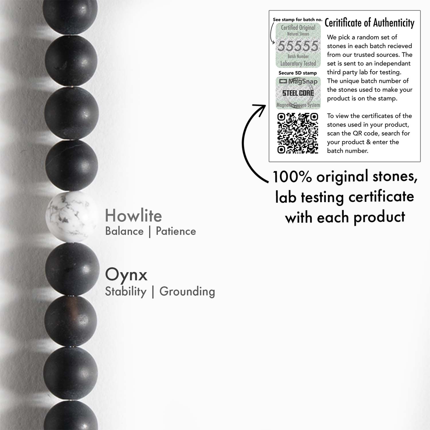 Black Onyx and Howlite Bracelet With MagSnap 2