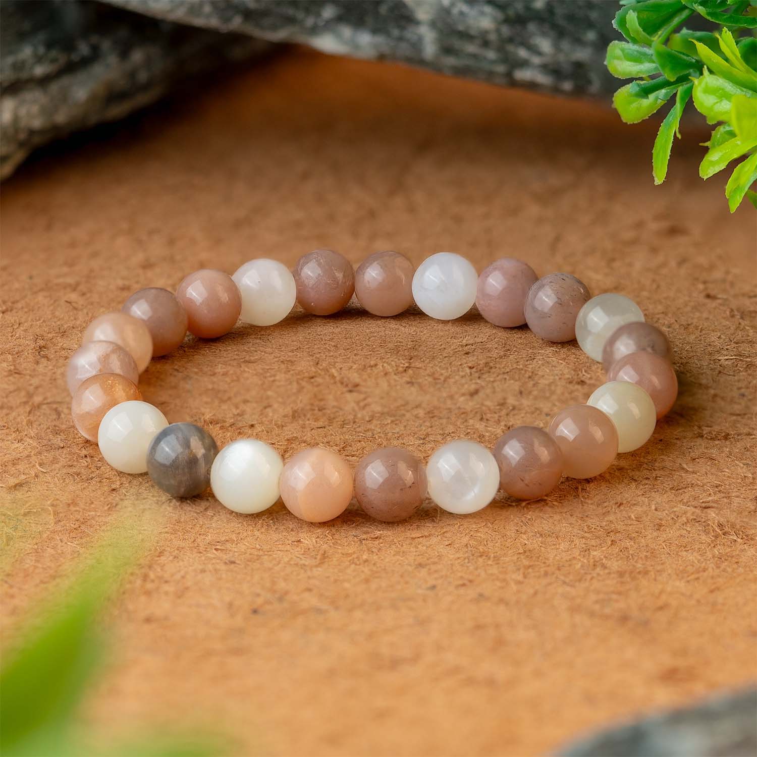 Calming Multi Moon Natural Stone Bracelet