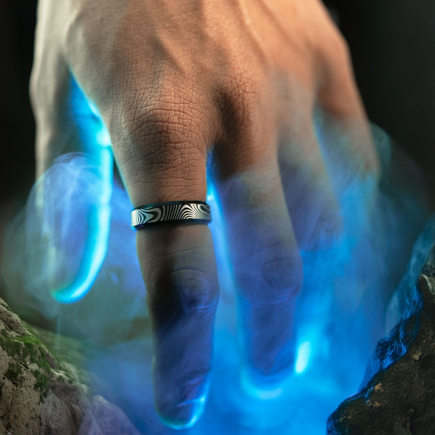 Damascus Beveled Ring