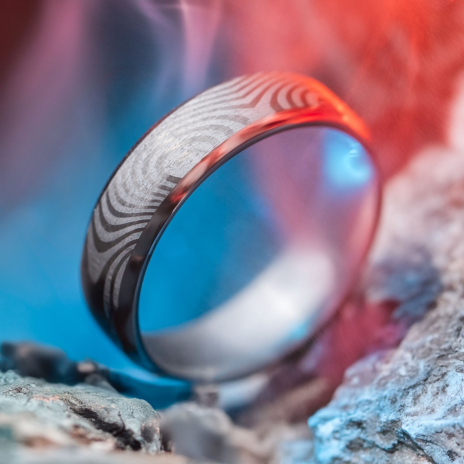 Damascus Beveled Ring