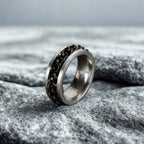 Edge Black Linked Spinning Silver Band Ring