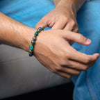 Fortune Pyrite & Malachite Natural Stone Bracelet with Magsnap2