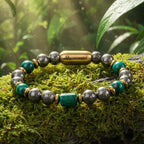 Fortune Pyrite & Malachite Natural Stone Bracelet with Magsnap2