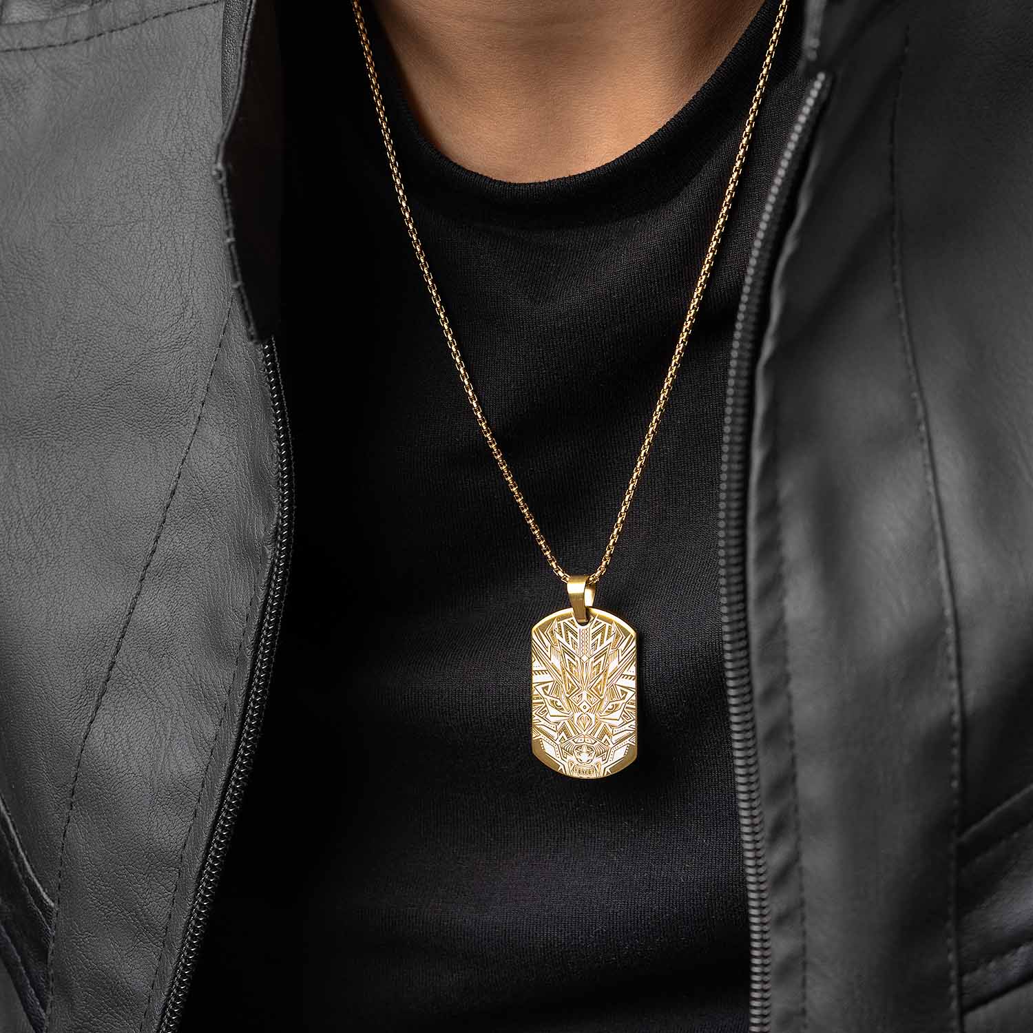 Tribal Dragon Dog Tag Necklace