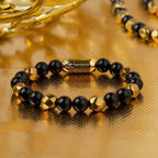 Guardian Gold Hematite & Gloss Onyx Natural Stone Bracelet