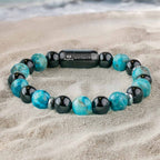 Harmonic African Turquoise & Black Obsidian Natural Stone Bracelet