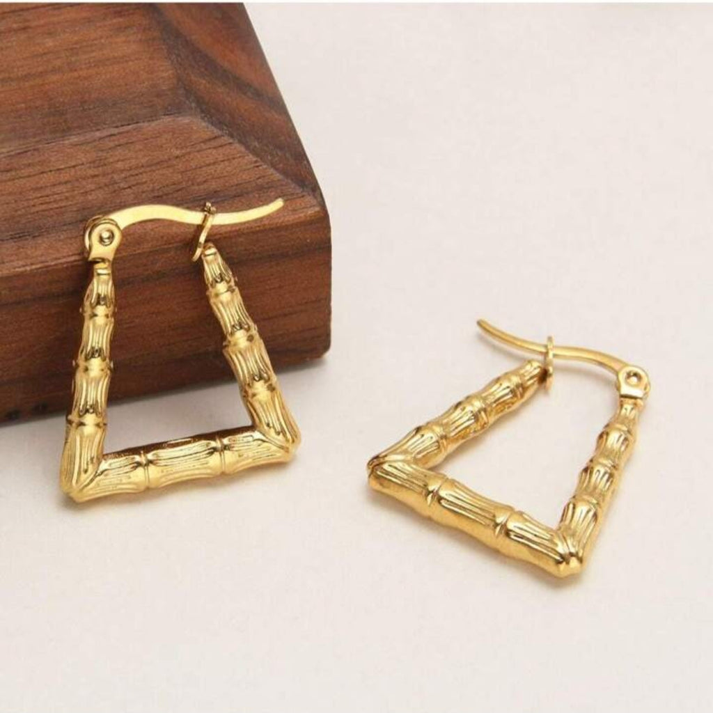 Bamboo joint Design Hoops Earrings