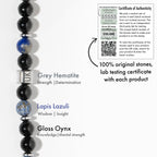 Personalised Knowledge Gloss Onyx And Lapis Lazuli Natural Stone Bracelet With Magsnap 2