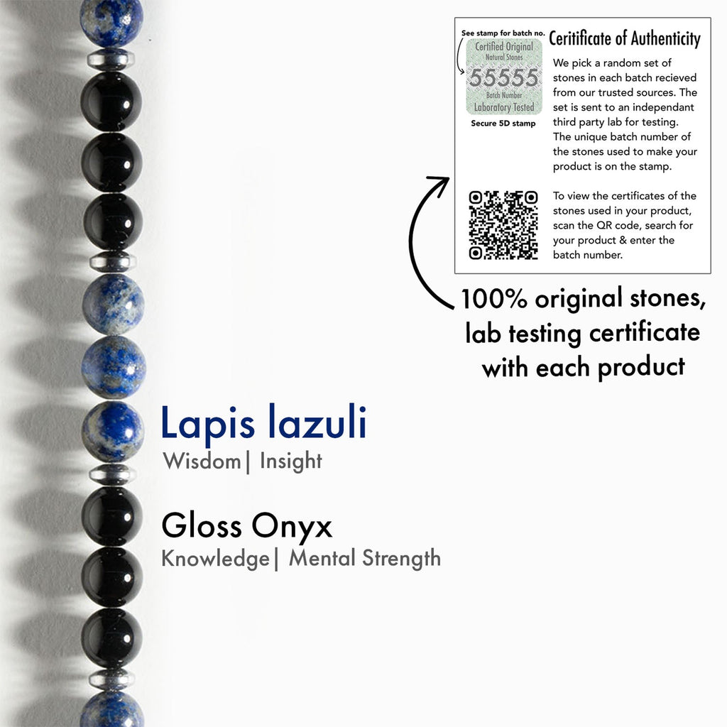 Knowledge Gloss Onyx And Lapis Lazuli Natural Stone Bracelet