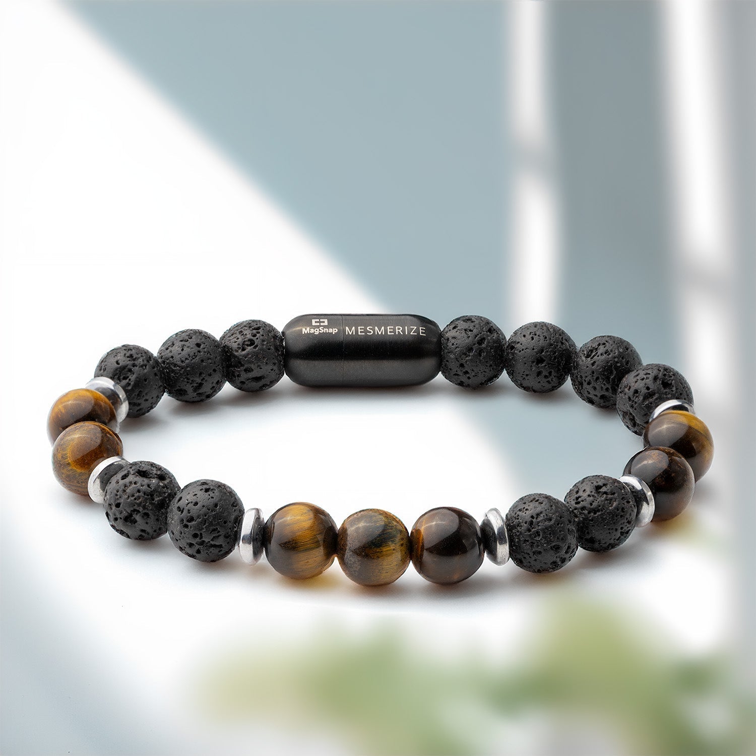 Lava and Tiger Eye Natural Stone Bracelet with MagSnap 2