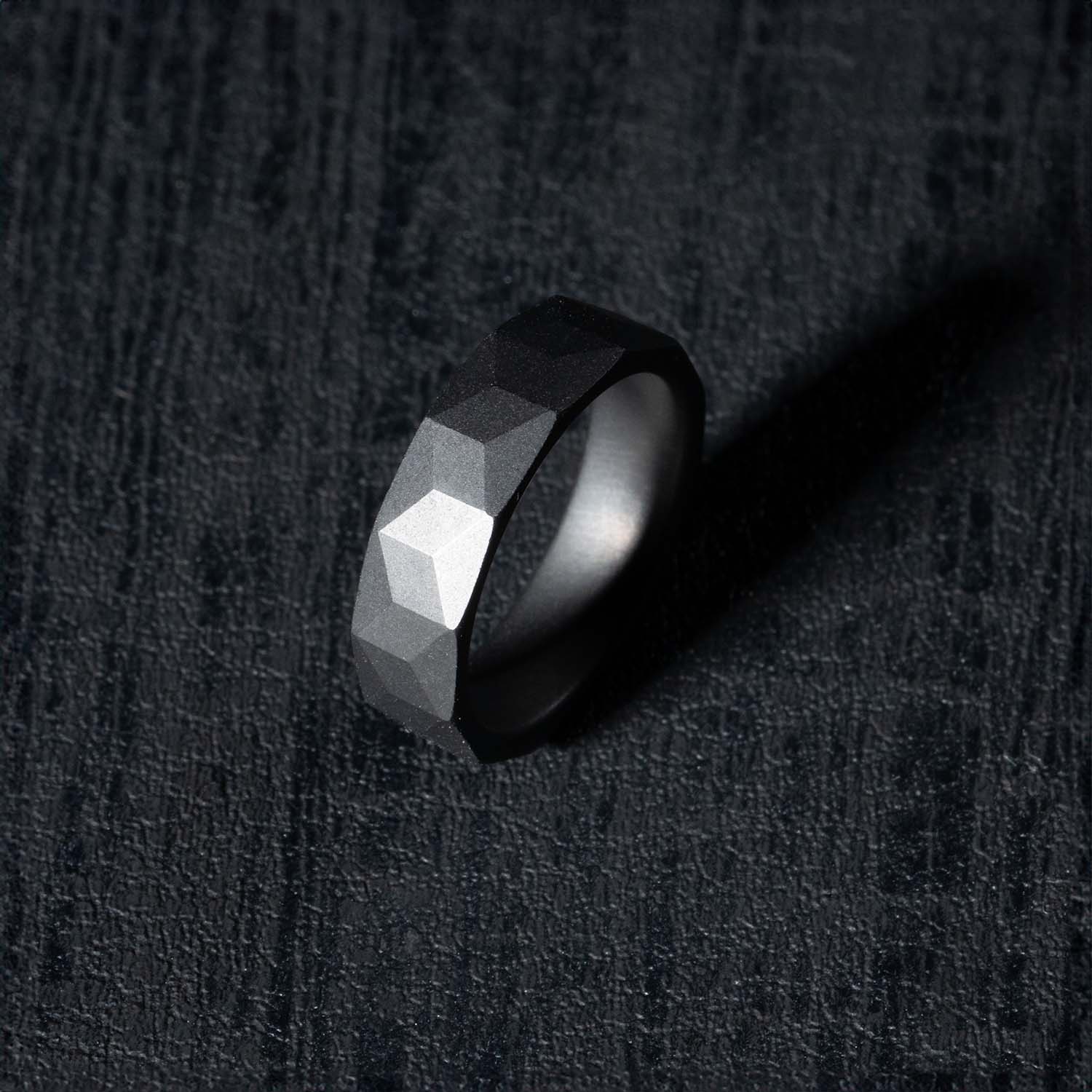 Matte Black Cube Ceramic Ring