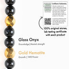 Guardian Gold Hematite & Gloss Onyx Natural Stone Bracelet