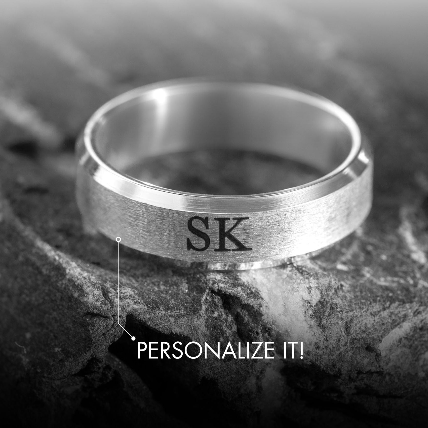 Personalised Beveled Band Ring