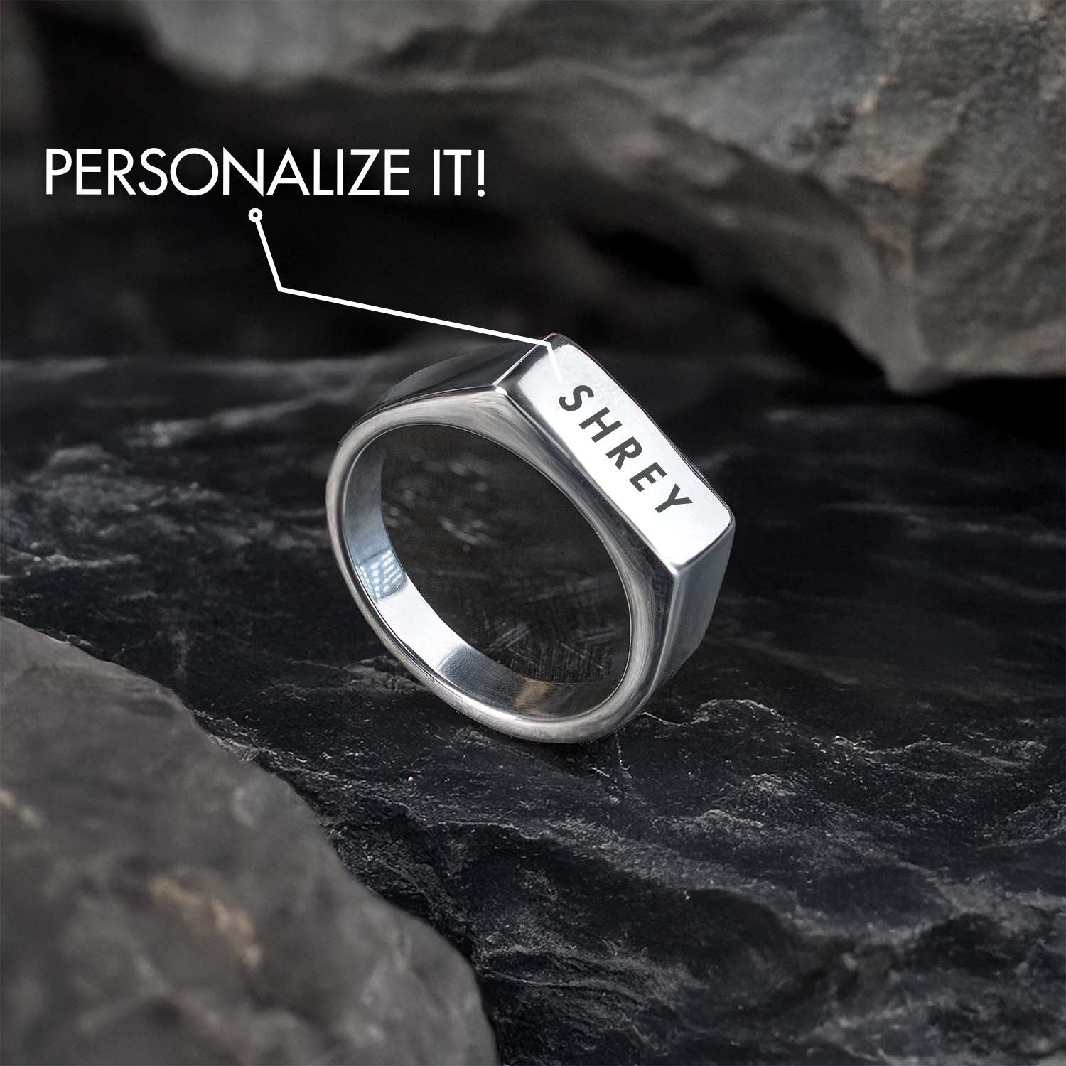 Personalised Noir Band Ring