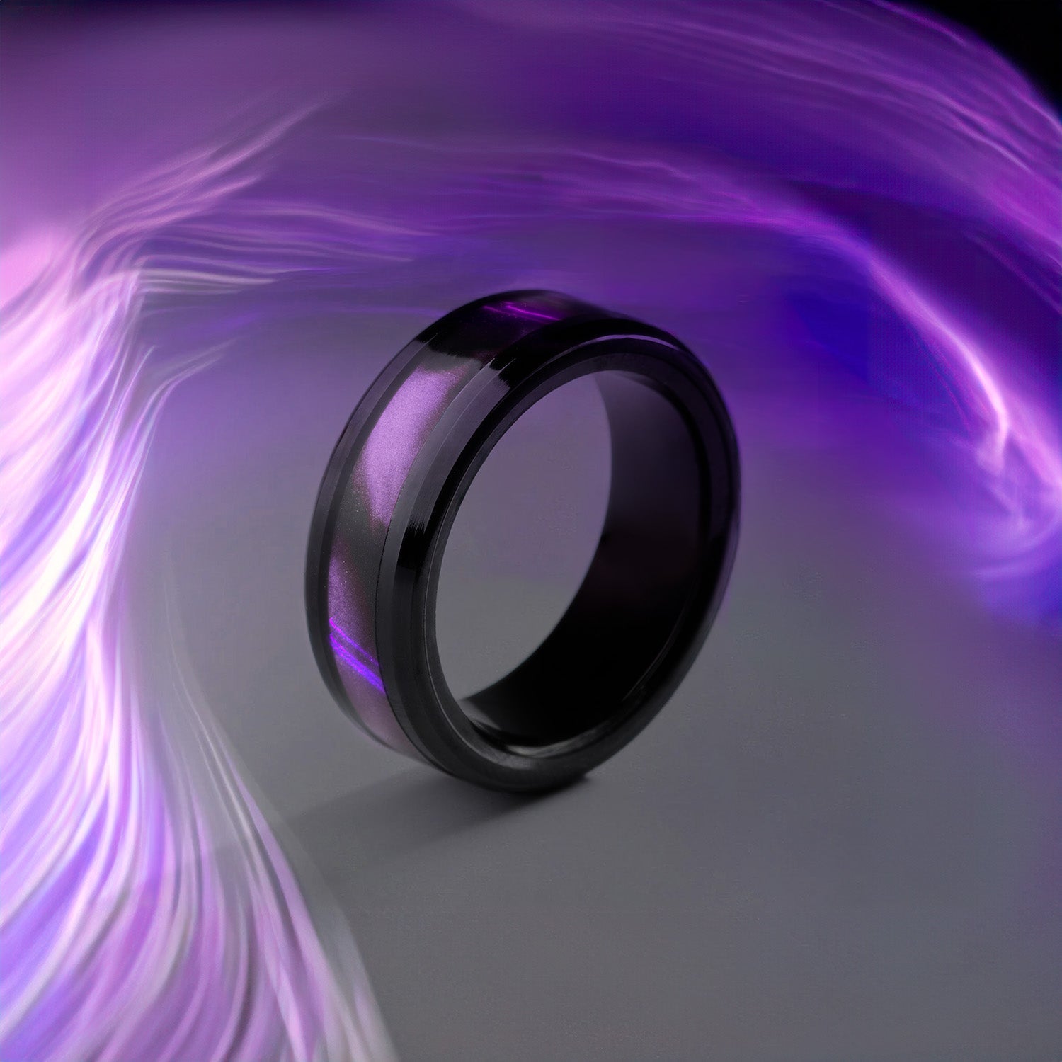 Black Flash Inlay Ring