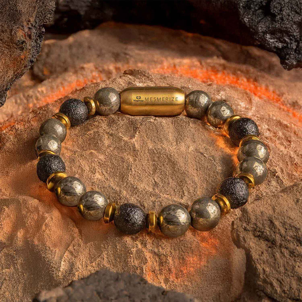 Sacred Growth Pyrite & Saffordite Natural Stone Bracelet With MagSnap2