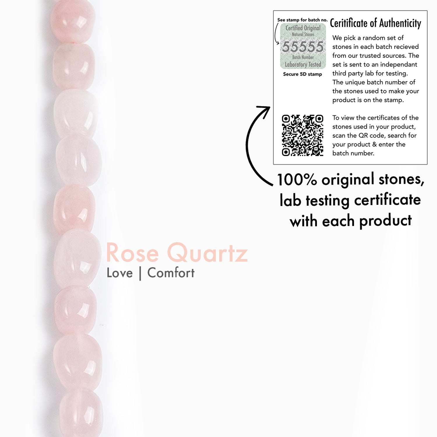 Rose Quartz Tumble Natural Stone Elastic Bracelet