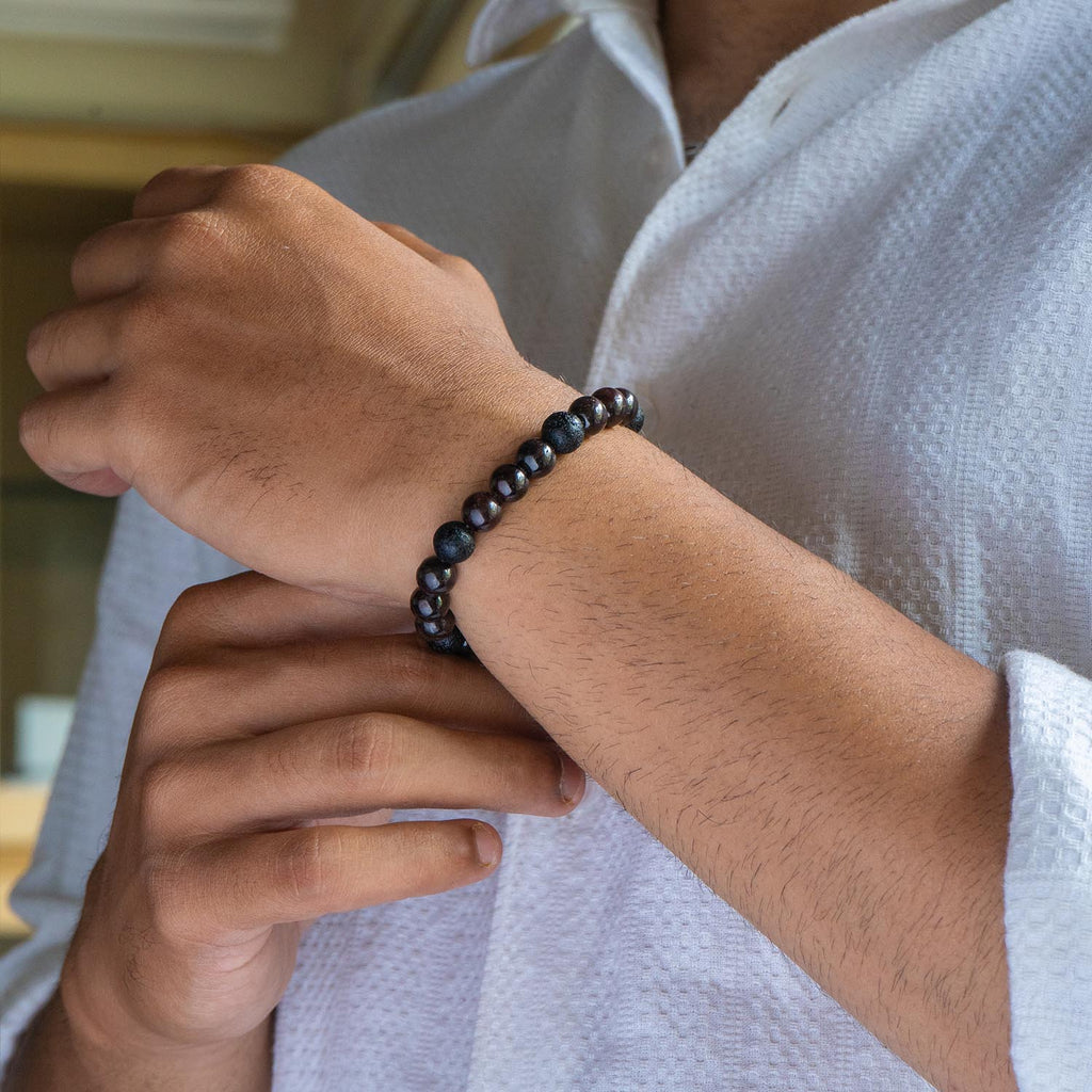 Sacred Saffordite & Garnet Natural Stone Bracelet With MagSnap2