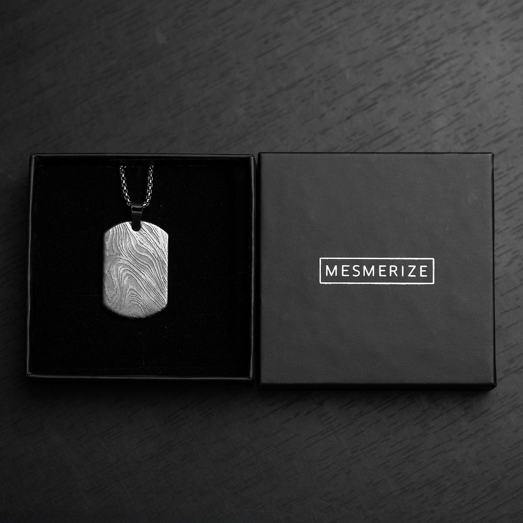 Damascus Steel Dog Tag Necklace
