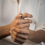 Silver Gloss Cube Ceramic Ring