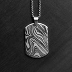 Damascus Steel Dog Tag Necklace