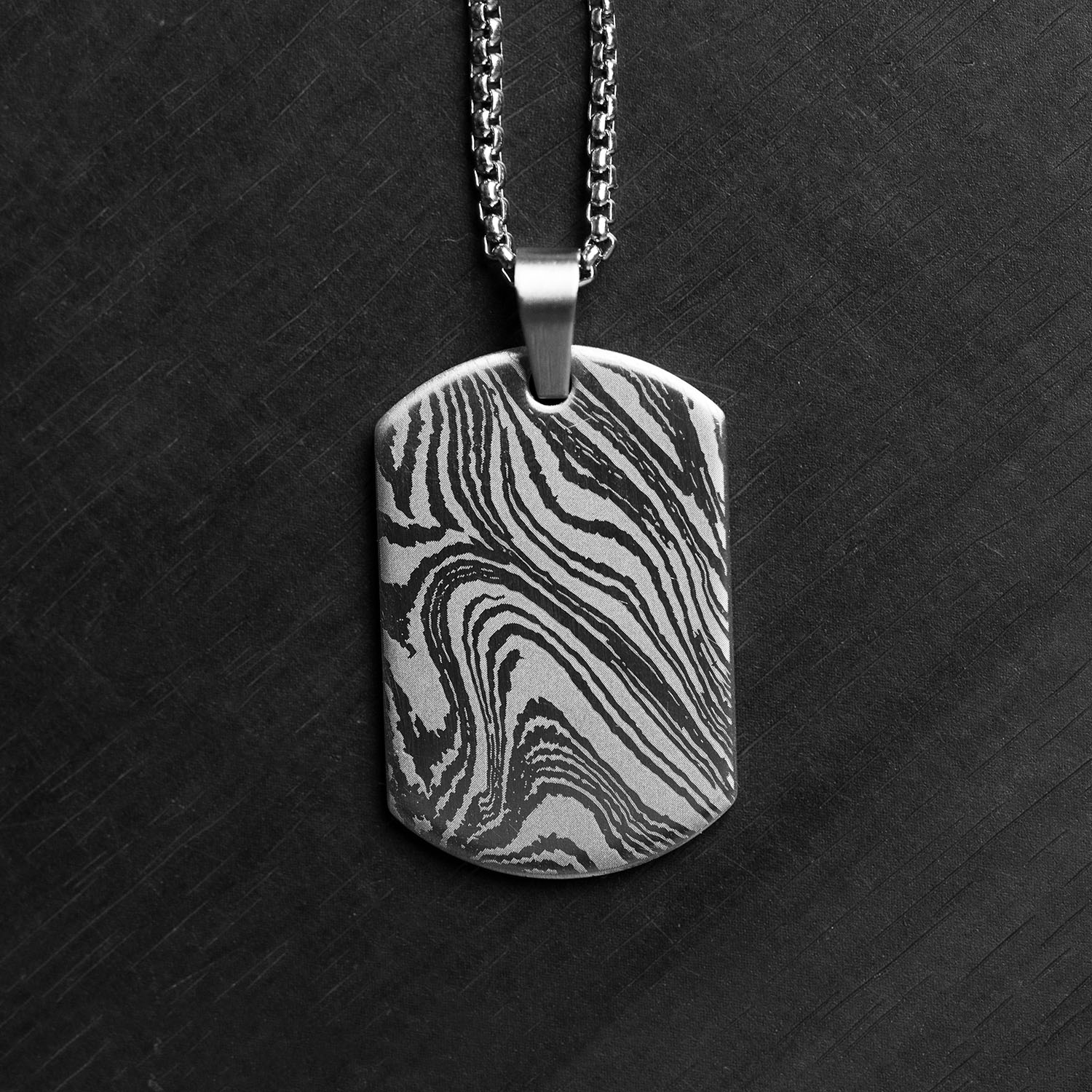Damascus Steel Dog Tag Necklace