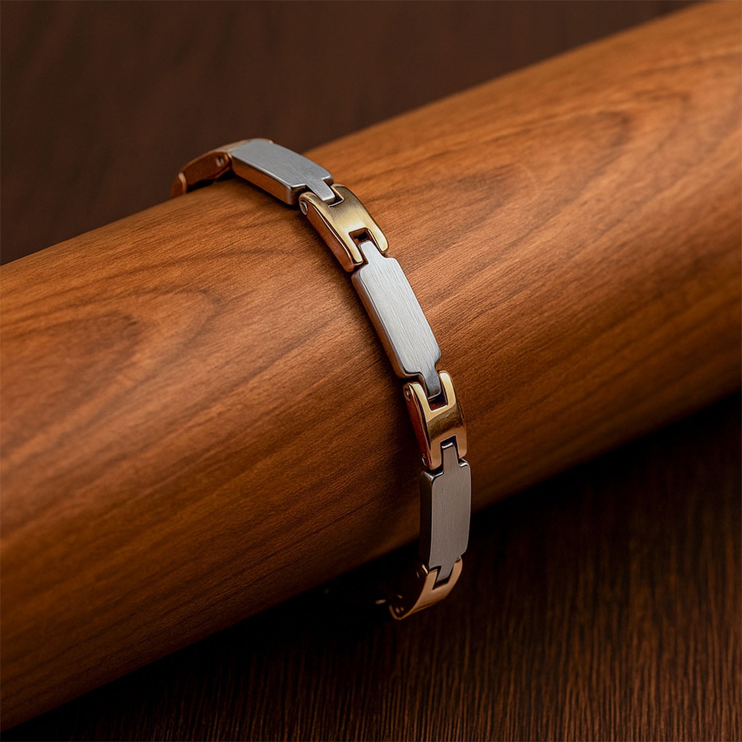 Silver & Gold Dual Finish Steel Link Bracelet