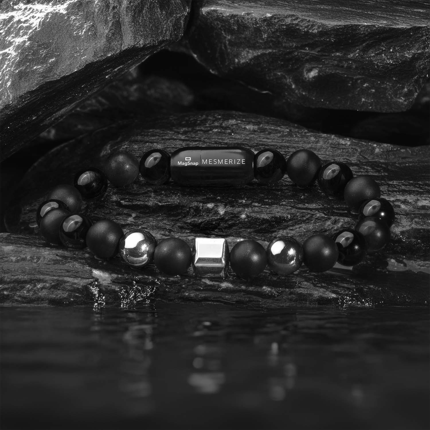 Personalised Stealth Gloss Black Bracelet With Magsnap2