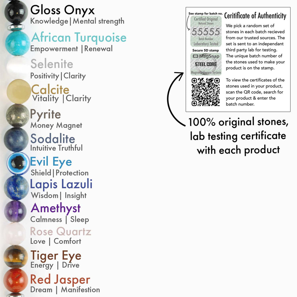 Super 11 Chakra Evil Eye Natural Stone Bracelet