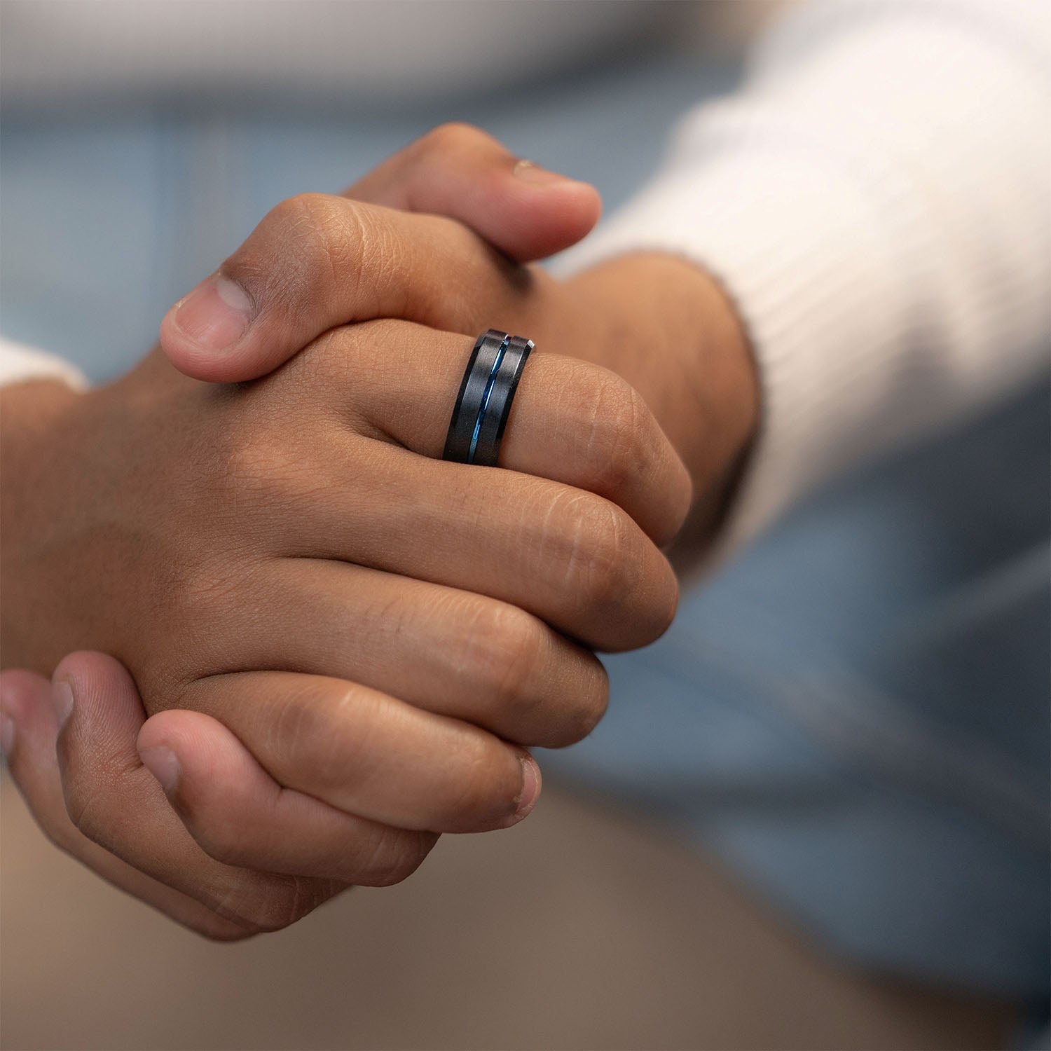 Blue Streak Tungsten Carbide Band Ring