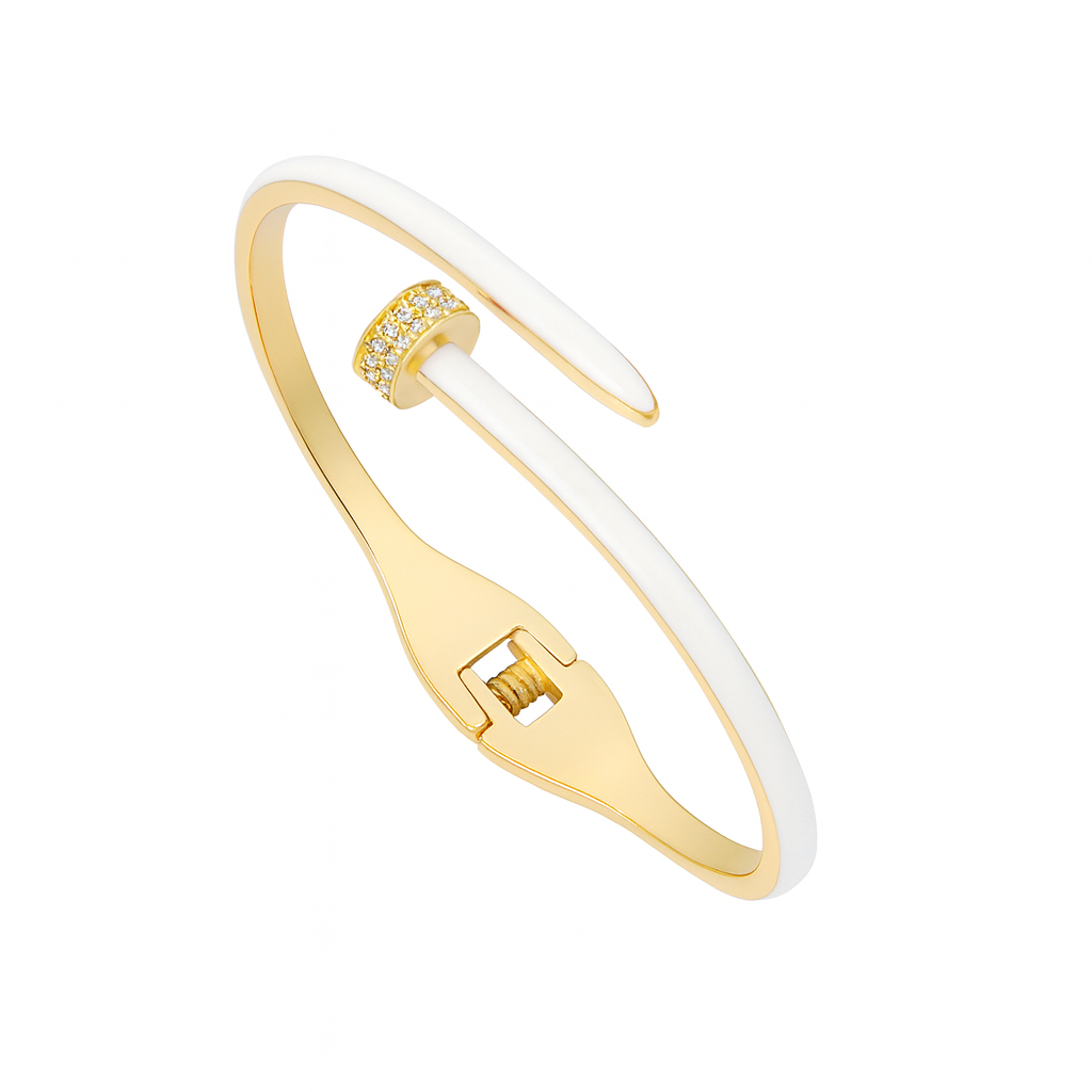 White Enamel Nail Kada