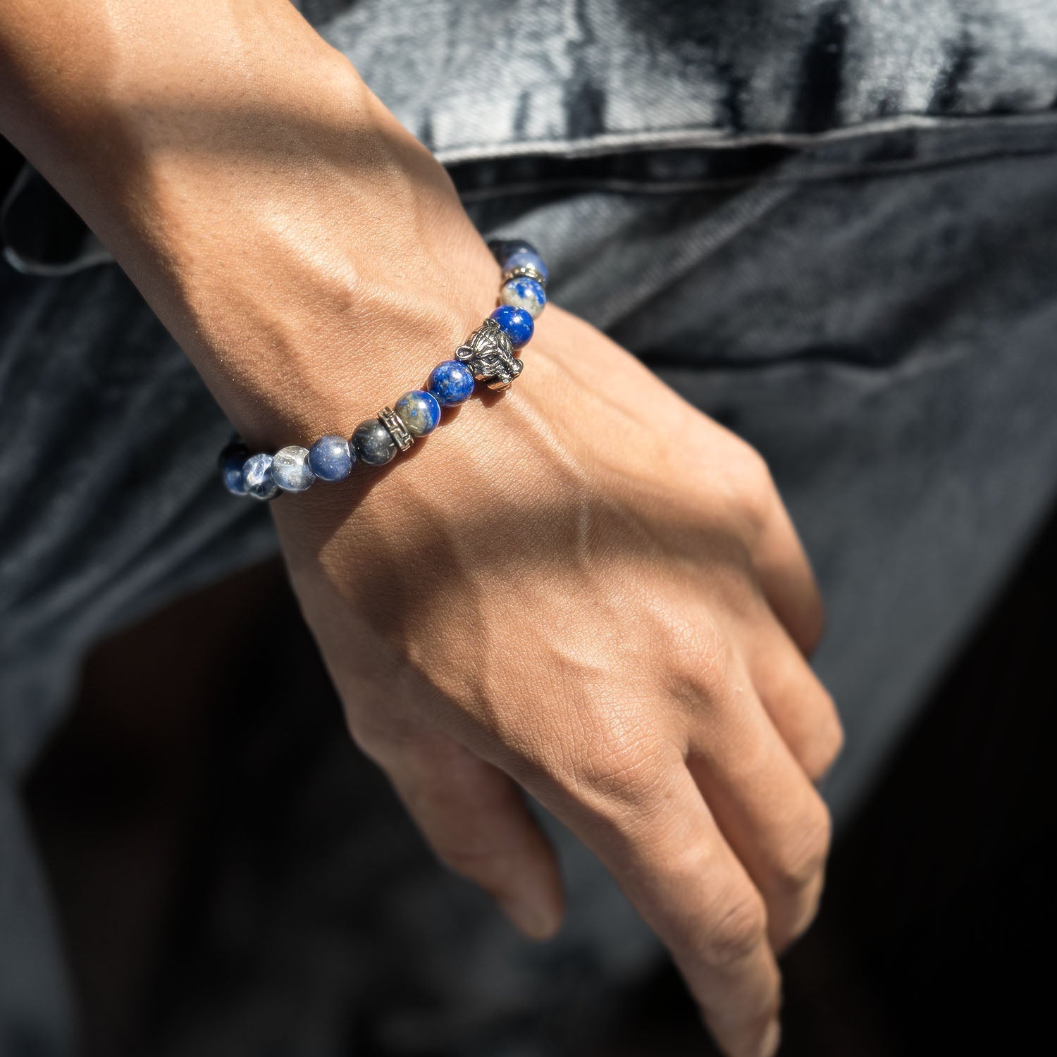 Wisdom Lapis Lazuli Natural Stone Panther Bracelet With Magsnap 2