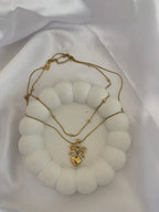 Double Bow Heart Necklace