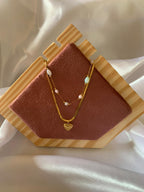 Double Layer Perl Heart Necklace