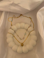 Double Layer Perl Heart Necklace