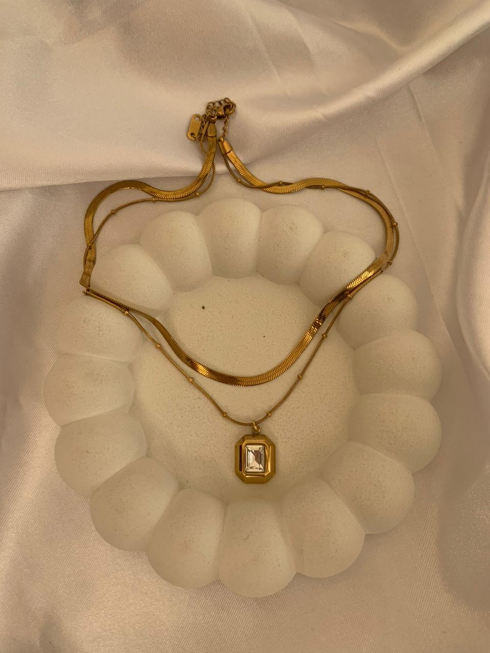 Double Layer Stone Necklace
